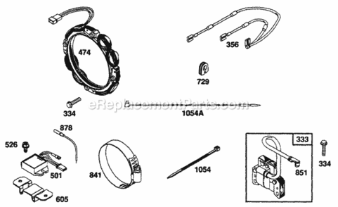 Alternator Diagram and Parts List for 1191-0  Briggs and Stratton Generator